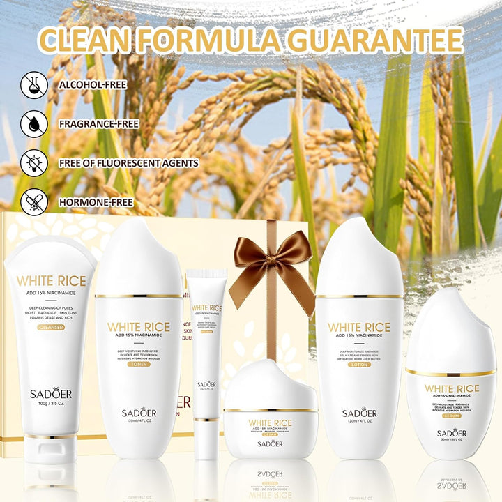 FOR SADOER Rice Niacinamide Skincare Set \u2013 Kit de 6 piezas de...
