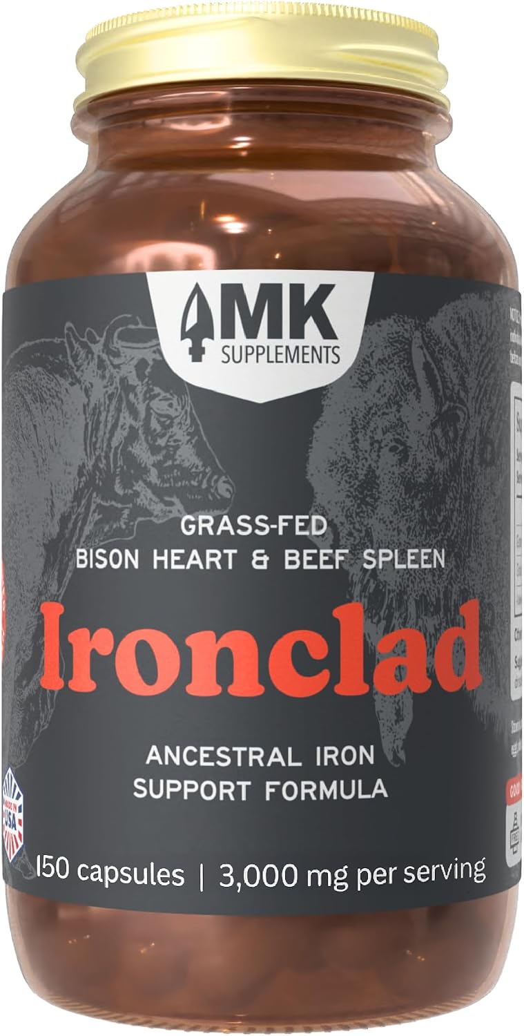 MK Supplements IRONCLAD | Cápsulas de corazón de bazo de res y biso...
