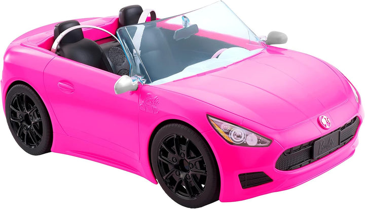 Barbie Vehículo convertible de 2 plazas, coche rosa con ruedas gira...