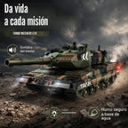 1:24 RC Tank-2.4G Tanque militar con control remoto que dispara BBS con torreta giratoria de 360°, demostración automática, sonido, luz y humo, vehículo militar de escalada todo terreno, juguete de juguete para niños de 8 a 12 años