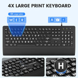MIKUSO Combo de teclado y mouse con cable de impresión grande para...