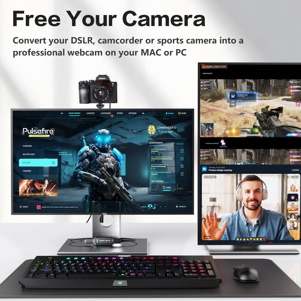 Cam Link 4K - Tarjeta de captura externa para videocámara DSLR ActionCam como cámara web, HDMI a USB 3.0, reunión/transmisión/grabación en 4K60/1080p120, fácil conexión para OBS/Zoom