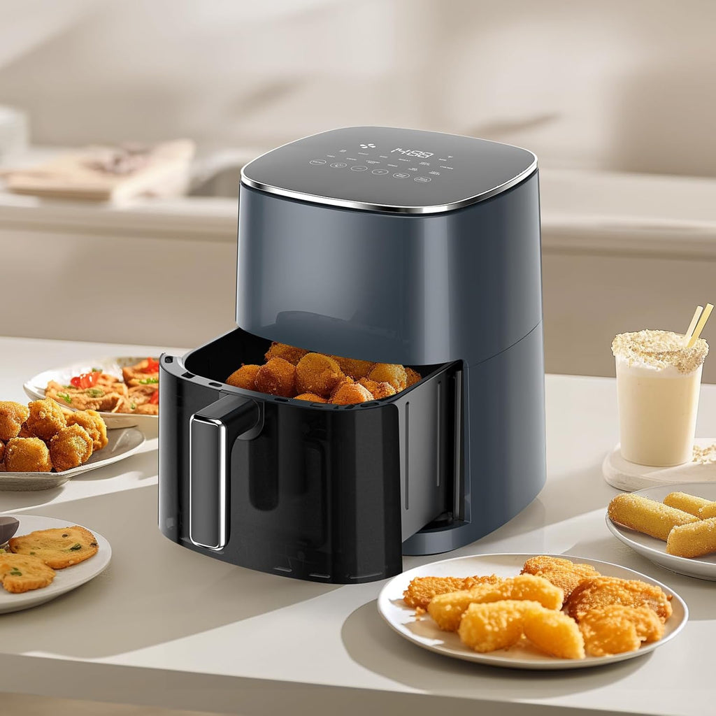 Sweetcrispy Freidora de aire de 6 cuartos con ventana, horno de freidora de aire cuadrado 12 en 1 para la familia, tecnología rápida de aire crujiente de 400 °F, deshidratación, cesta antiadherente y
