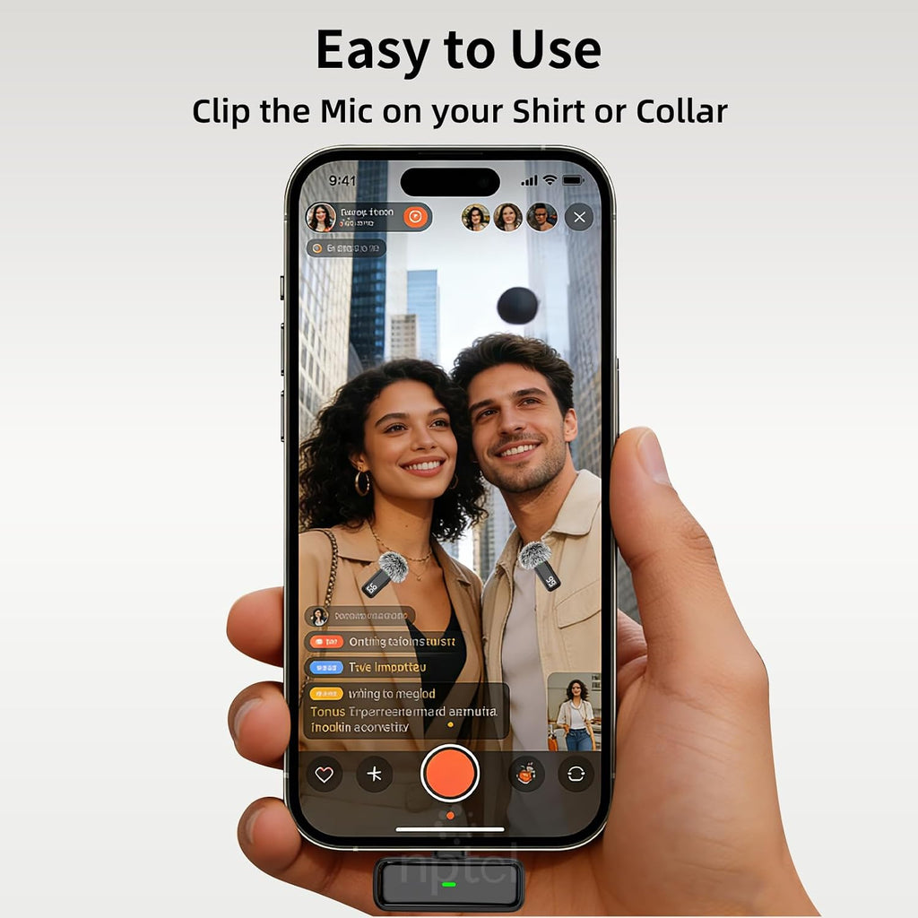Micrófono de solapa inalámbrico Lavalier para iPhone iPad Android