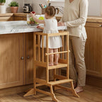 COSYLAND Torre de Pie para Niños Pequeños - Taburete Ayudante de Cocina de Altura Ajustable para Niños Pequeños - Taburete Escalón de Cocina para Niños para Aprender con Barandilla de Seguridad