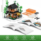 Lumibricks Set de construcción de casa de bambú con iluminación - Colección de cabaña china retro y casa en el árbol con luz LED, 2432 piezas para adultos y coleccionistas de casas retro