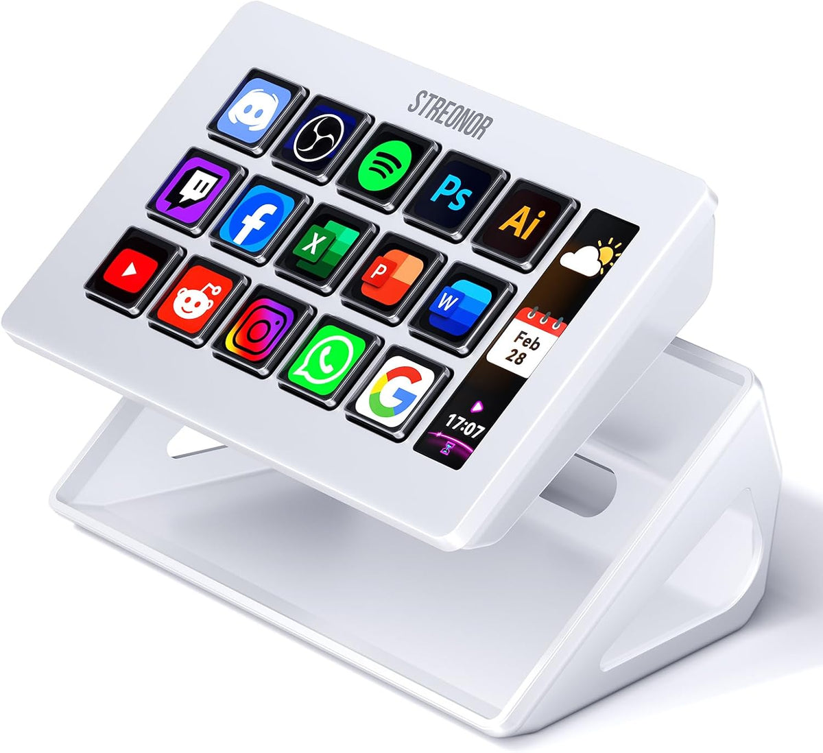 S15 Controlador de Stream, Lector de 15 Teclas LCD, Blanco