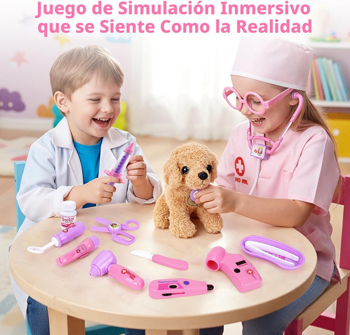 Meland - Kit médico de juguete para niñas, juego de doctor, peluche...