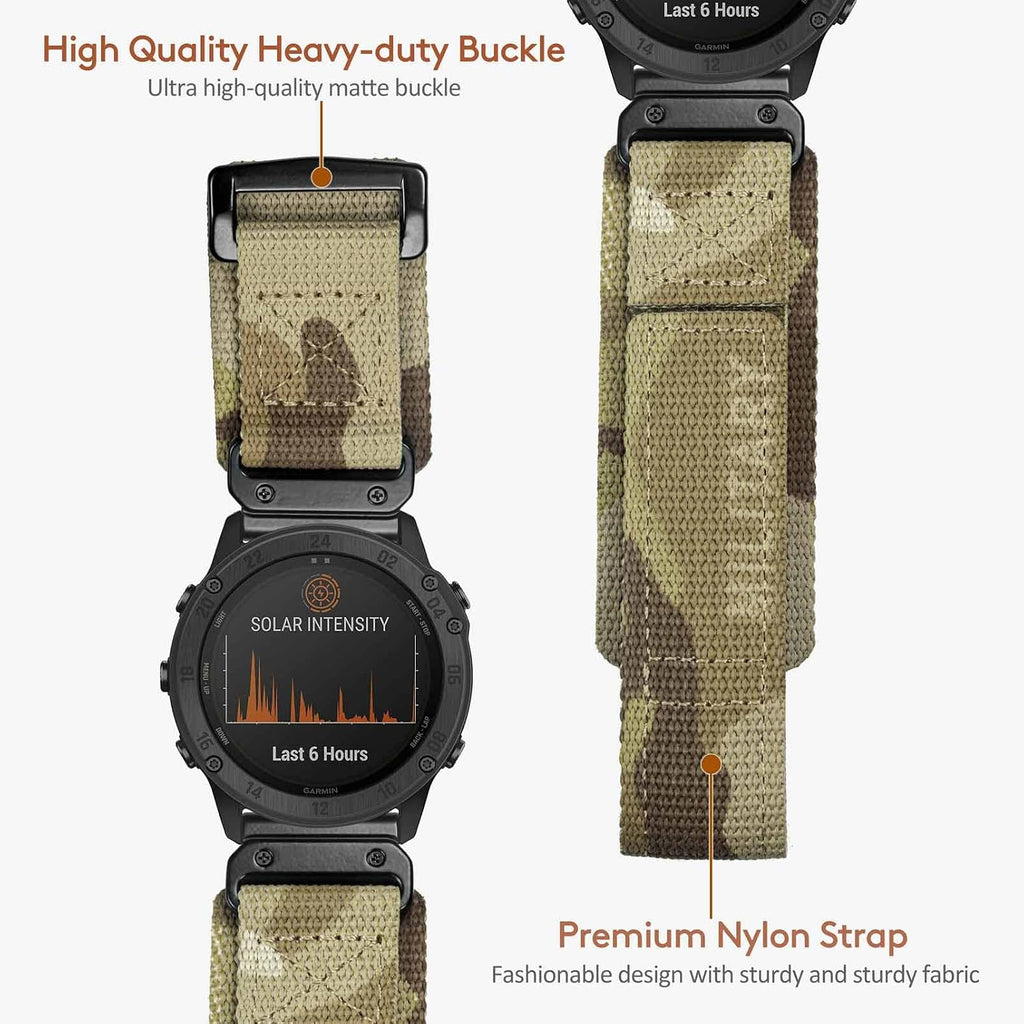 Correa de Nylon Camuflada para reloj deportivo compatible con Garmin, correa militar
