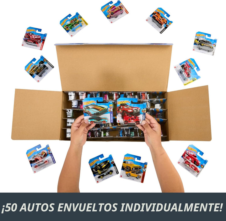 Hot Wheels Coches y Camiones de Juguete, paquete de 50 vehículos a...
