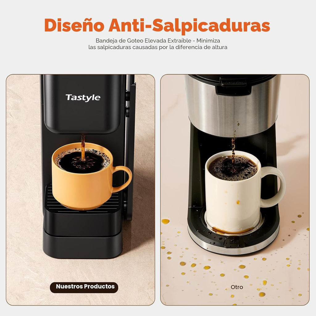 Tastyle - Cafetera caliente y helada con soporte magnético para cápsulas K-Pod, se adapta a tazas de 7.3 pulgadas