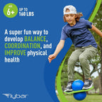 Flybar Pogo - Pelota de truco para niños, tabla de rebote de equilibrio con cubierta antideslizante, bomba incluida, juguetes para interiores y exteriores para niños y niñas, forma divertida de