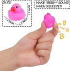 Paquete de 144 mini patos de goma, mini patitos de goma coloridos para el baño, flotan y chirriantes, juego de juguetes de piscina para recuerdos de fiesta, suministros de fiesta de cumpleaños