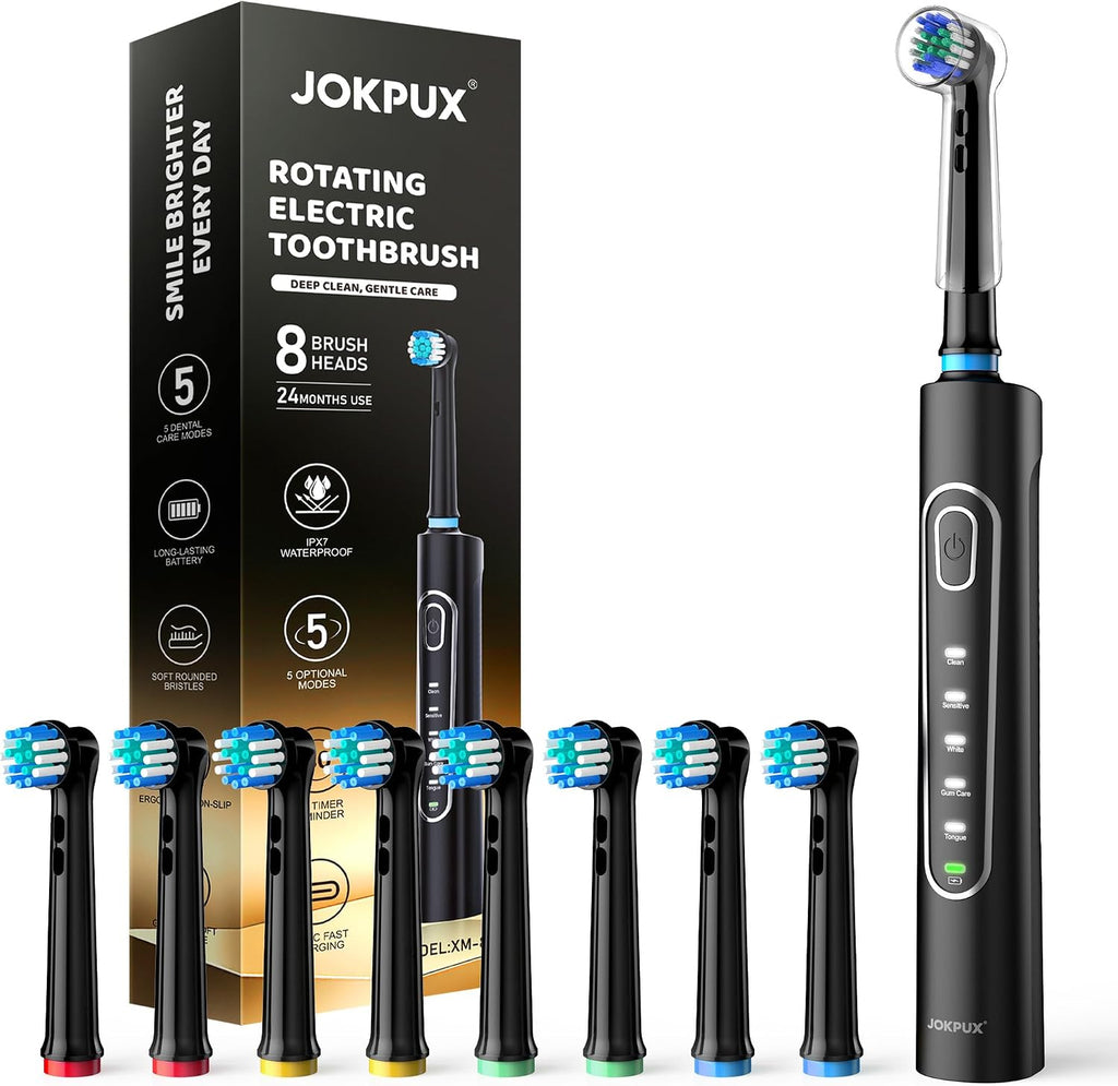 Cepillo de dientes eléctrico giratorio para adultos, 8 cabezales de