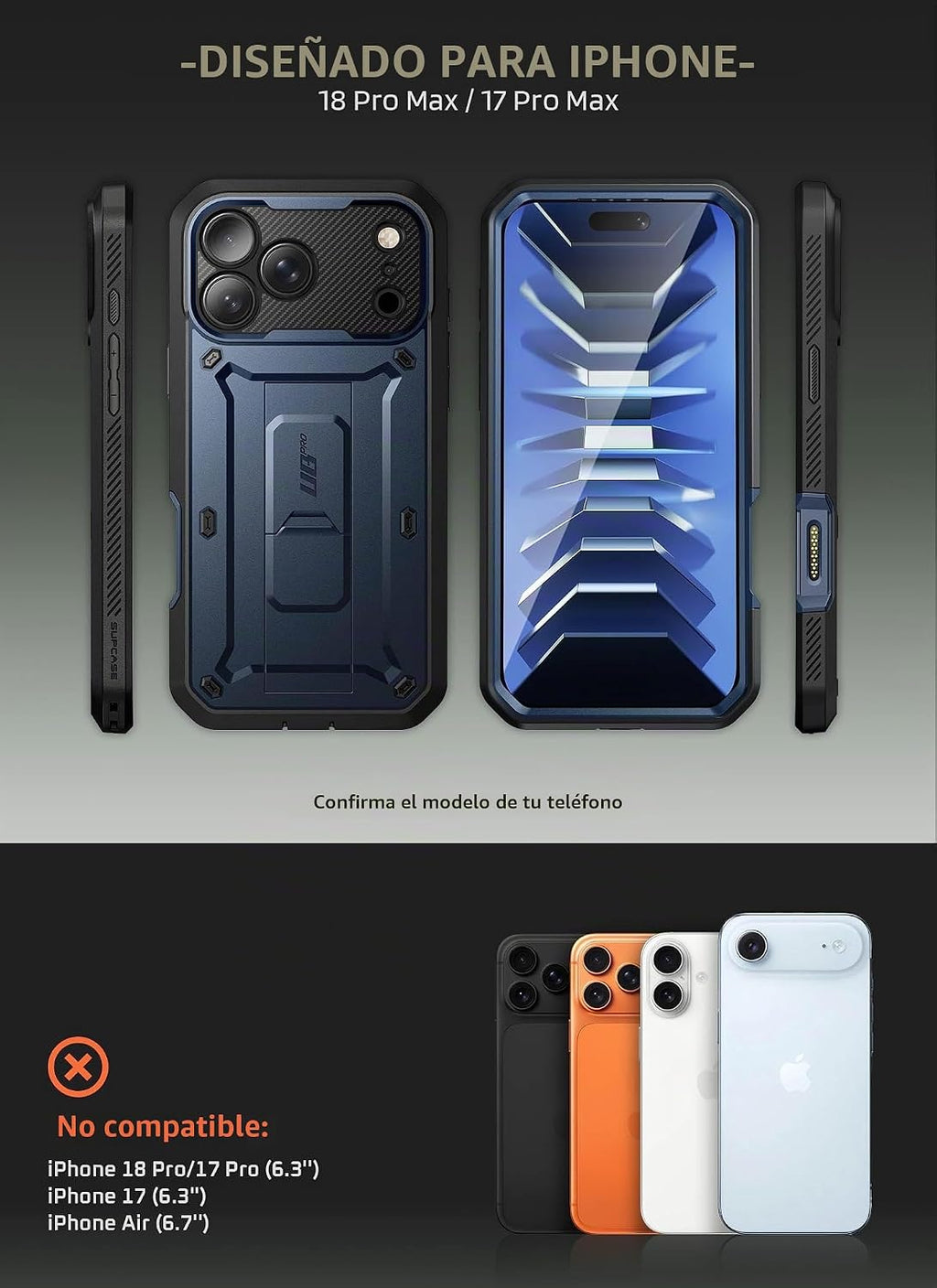 SUPCASE - Funda para iPhone 18 Pro Max / 17 Pro Max, clip para cinturón