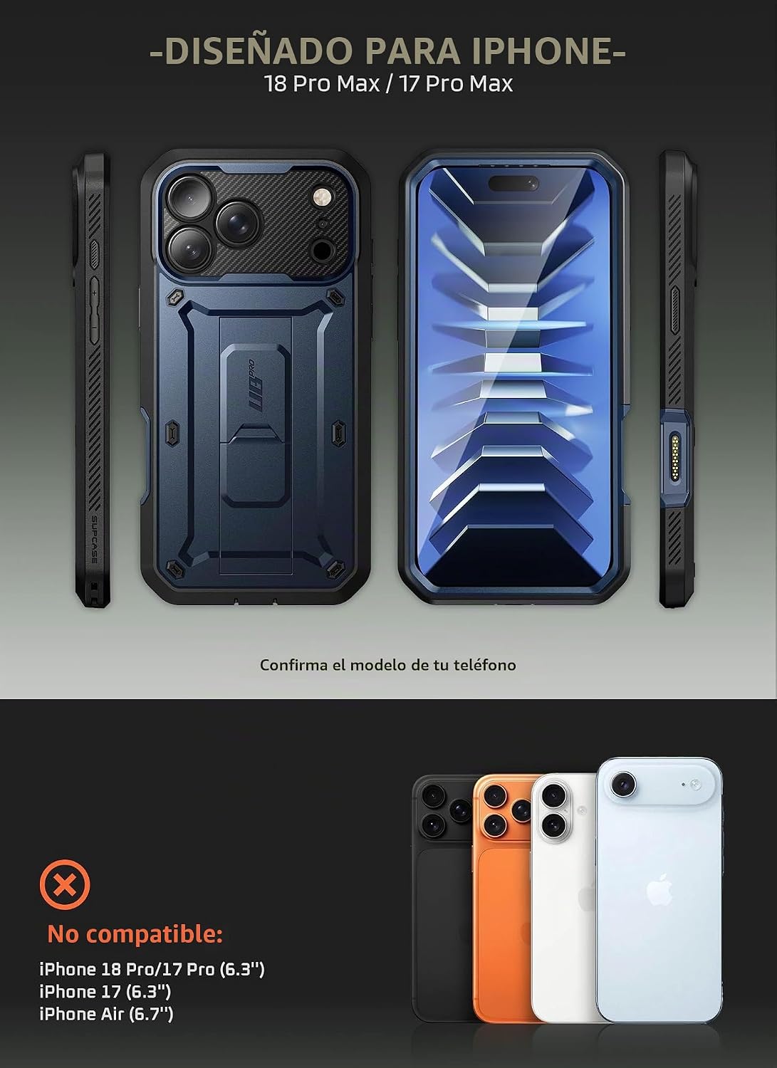 SUPCASE - Funda para iPhone 18 Pro Max / 17 Pro Max, clip para cinturón
