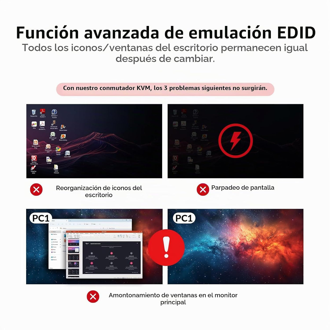 Conmutador KVM AV Access Dock 2 Monitores 2 Portátiles, Conmutador...