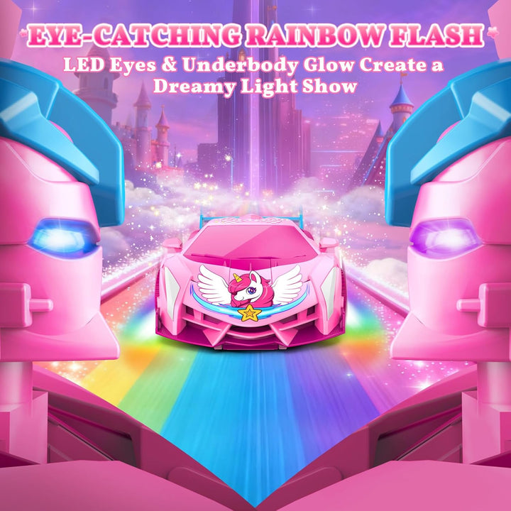 Coches RC Transformables de Unicornio para Niñas con Ojos de Arcoír...