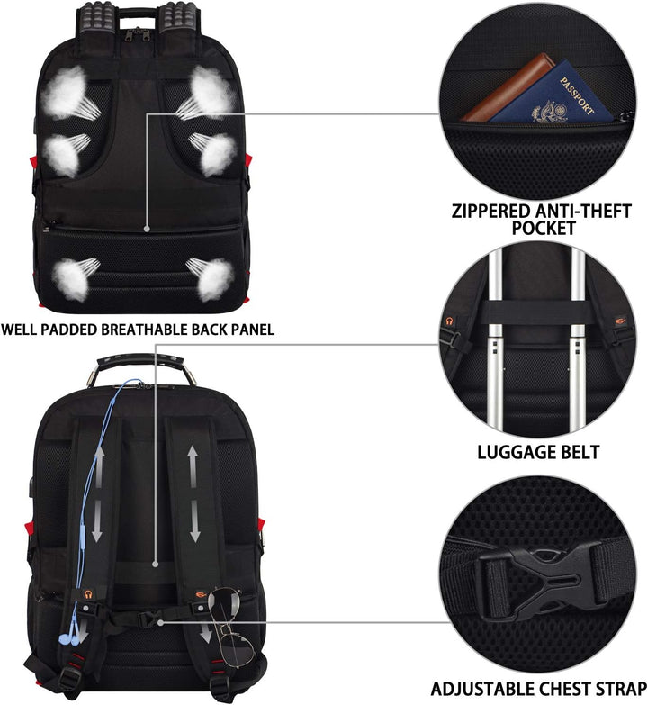 JCDOBEST Mochila para laptop, roja, capacidad de 55 L, aprobada por...