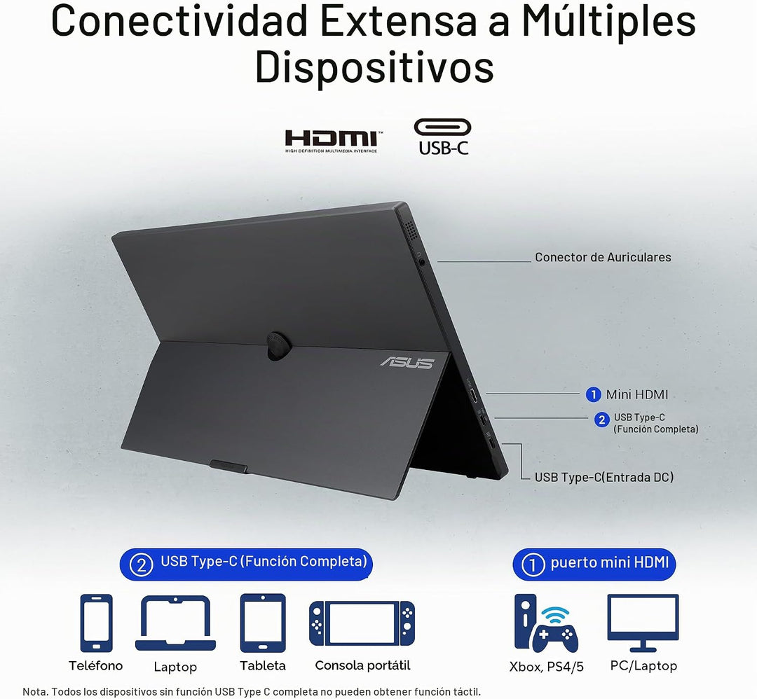 ASUS ZenScreen Touch - Monitor portátil USB-C de 16 pulgadas (MB16A...