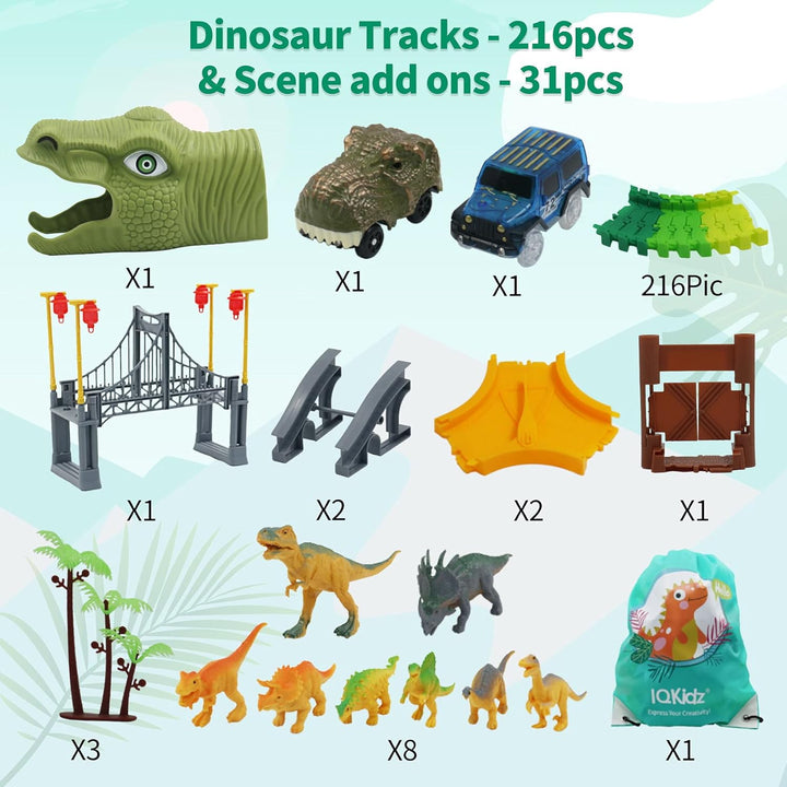 Dinosaur World Race Track Toys - Juego de pista flexible