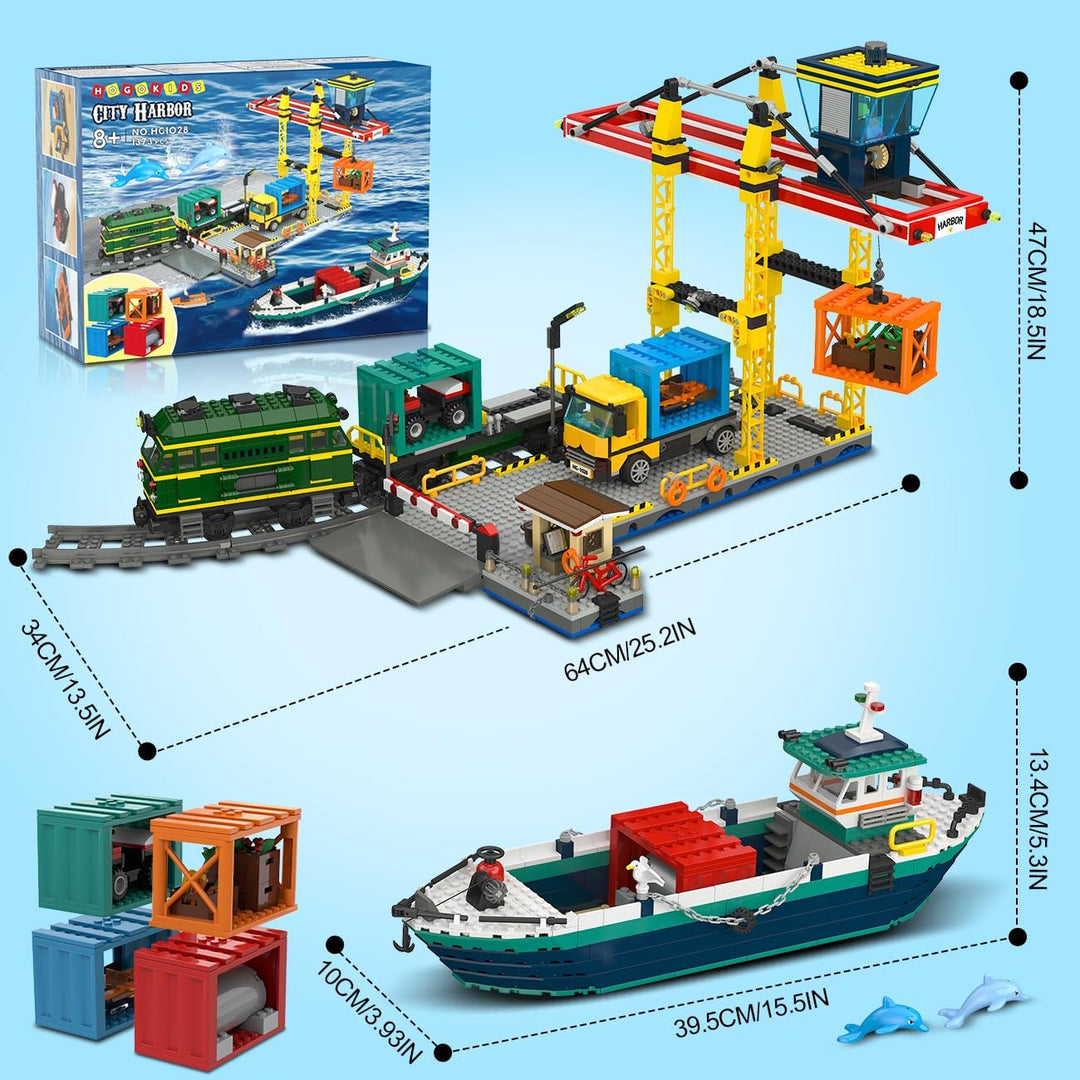 HOGOKIDS City Wharf - Juego de construcción con grúa