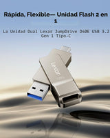Lexar D40E 128GB Dual USB 3.2 Gen 1 Tipo-C Unidad Flash de Salto, U...