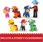 Paquete de figuras de acción coleccionables del equipo de rescate contra incendios de Paw Patrol con 7 figuras, incluyendo Ryder y 6 cachorros, juguetes para niños y niñas a partir de 3 años