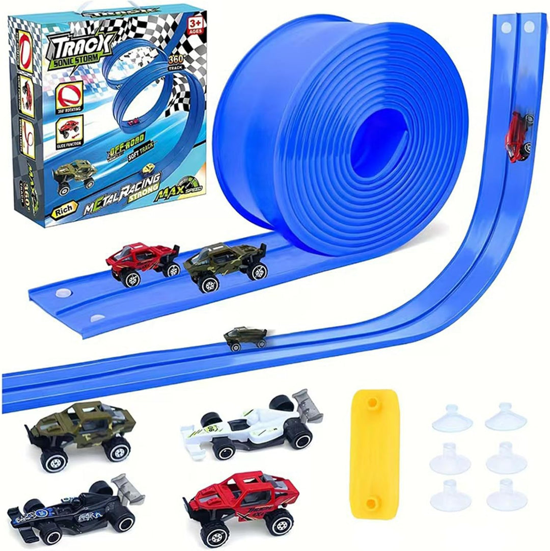 Flex Track - Pista de carreras flexible de 16 pies con