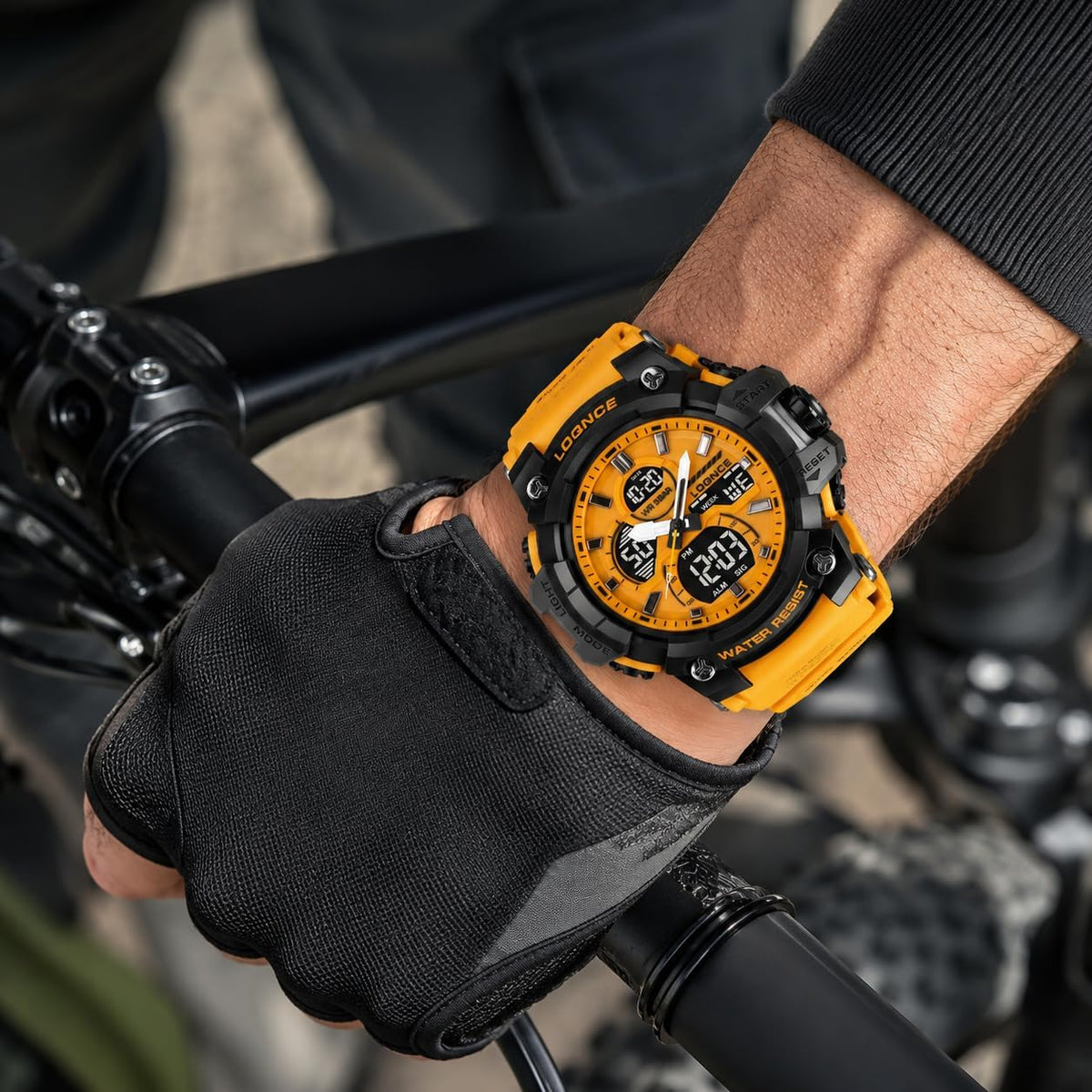 FANMIS Reloj deportivo analógico digital para hombre, color dorado transparente, resistente al agua, de 164 ft, con retroiluminación LED, cronómetro, alarma, reloj casual para hombre