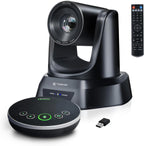 TONGVEO Sistema de cámara de conferencia PTZ con seguimiento automático AI con micrófonos Bluetooth, zoom óptico 3X USB3.0 1080P 60fps, solución de videoconferencia todo en uno gran angular de 93°