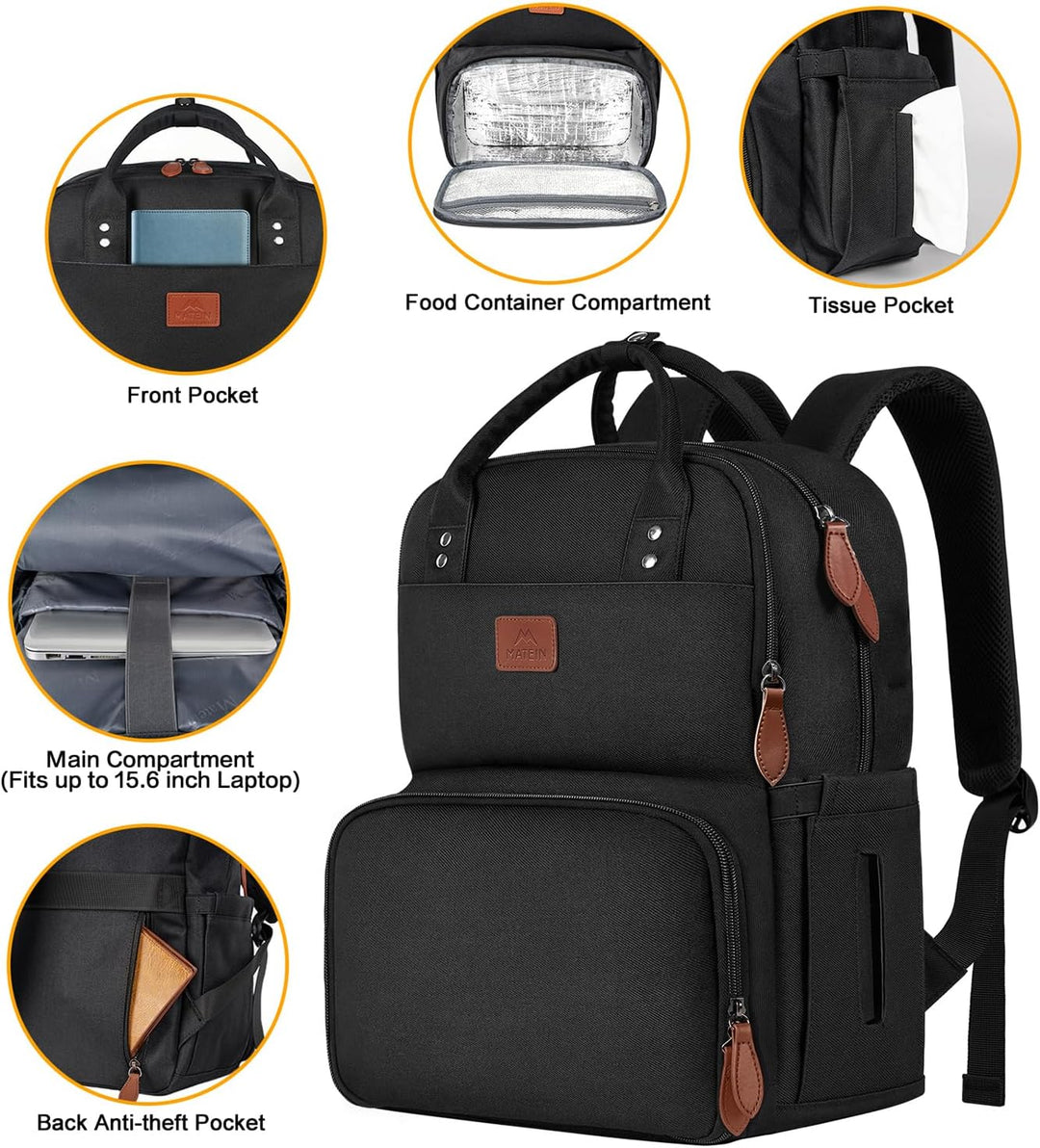 MATEIN Mochila de trabajo para mujeres, mochilas enfriadoras aislad...
