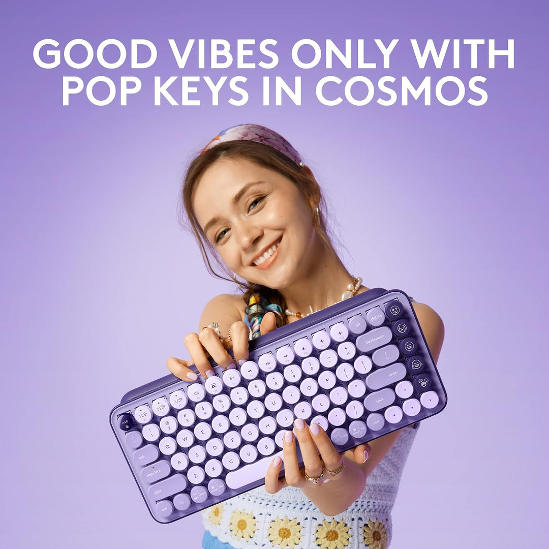 Logitech POP Keys - Teclado mecánico inalámbrico con teclas Emoji p...
