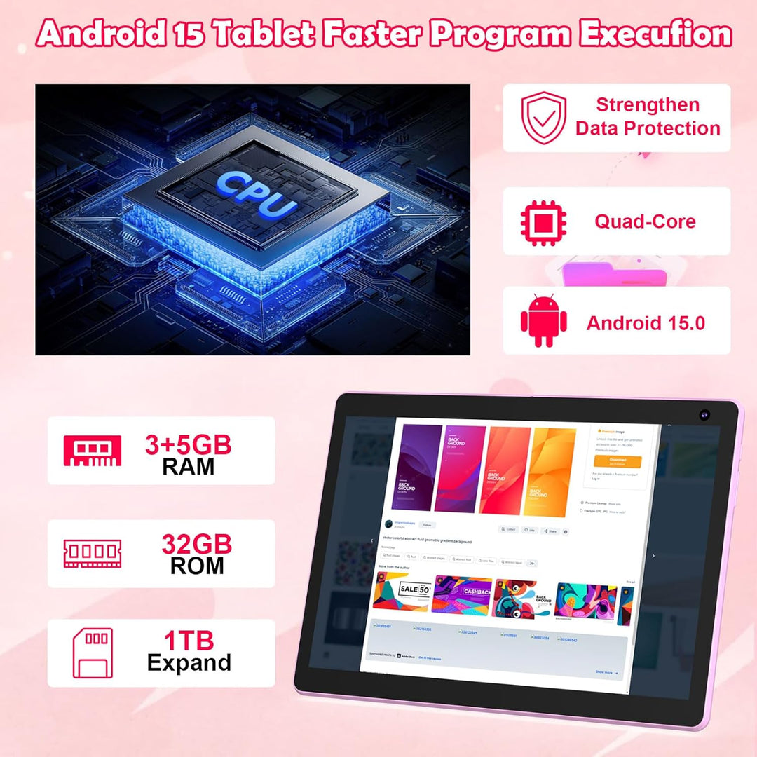 Tablet Android 15 de 10 pulgadas, tableta 2 en 1 con teclado. 8GB R...