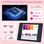 Tablet Android 15 de 10 pulgadas, tableta 2 en 1 con teclado. 8GB RAM+32GB ROM compatible, Rosa