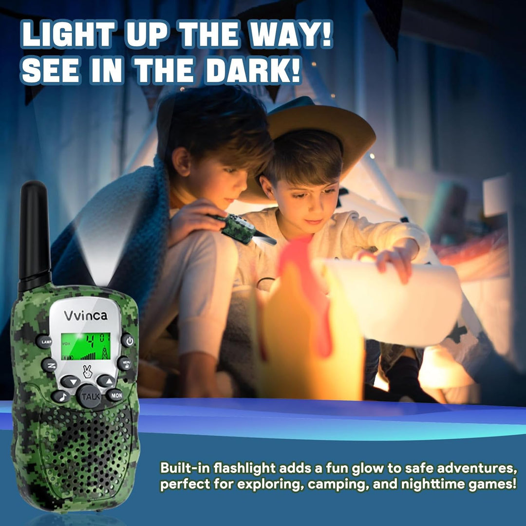 Vvinca Walkie Talkies para niños recargables paquete de 3, juguetes...