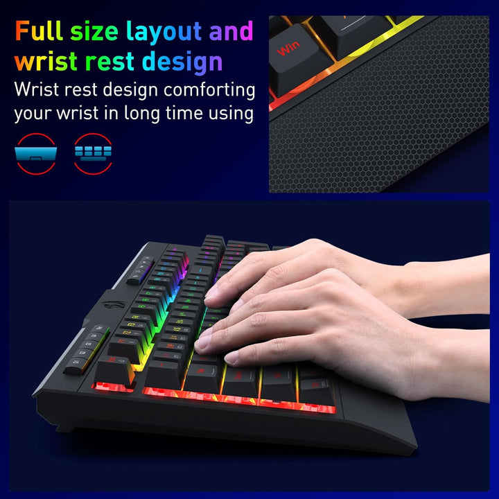 Redragon K525 PRO RGB Teclado inalámbrico de 3 modos para juegos co...