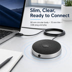 Micrófono de computadora de 360° para escritorio, micrófono de PC de conferencia USB, tecnología de cancelación de ruido, grabación, Skype, clase en línea, informador de corte, plug & play