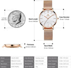 OLEVS Reloj de pulsera de malla para mujer, elegante cara grande de tres manecillas analógicas de cuarzo, reloj de pulsera femenino elegante y delgado con pantalla de fecha impermeable, relojes para