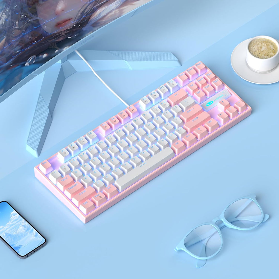 MageGee Teclado mecánico 75% para juegos, interruptor rojo, retroil...