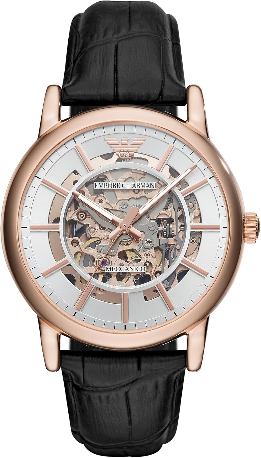 Reloj Emporio Armani para hombre de tres manecillas, automático o cronógrafo, con correa de acero inoxidable o cuero