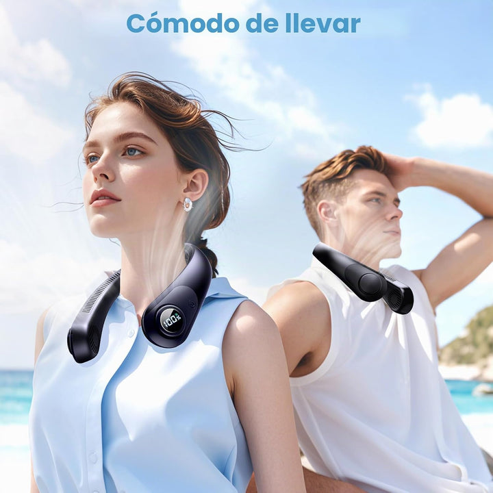Ventilador de cuello portátil que sopla aire frío, pantalla LED, ve...