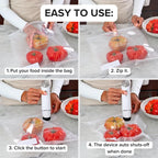 Chef Preserve Selladora al Vacío Compacta para Alimentos (Máquina Selladora al Vacío + 20 Bolsas al Vacío Reutilizables) Potente Máquina Selladora al Vacío Portátil, Selladora de Comida Portátil