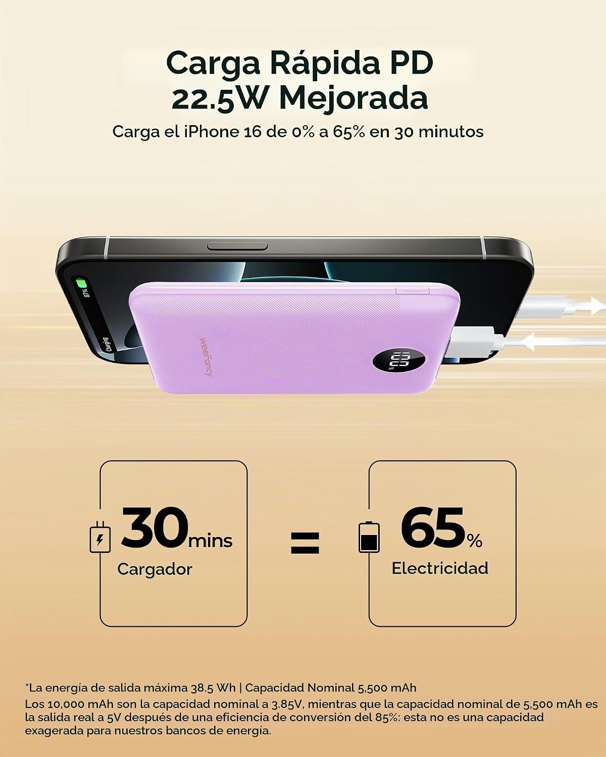 WeeFancy Cargador portátil pequeño de 10000 mAh, mini banco de ener...