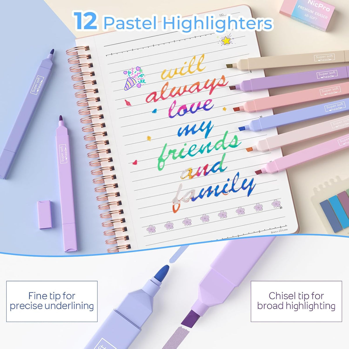 Nicpro 50PCS lindo espiral cuaderno estacionario conjunto para las mujeres