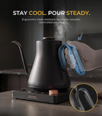 Epeios Hervidor de gooseneck eléctrico con control de temperatura, 1200W, 0.9L, Rosa Nogal