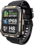 Reloj inteligente resistente para hombre, reloj inteligente original, reloj inteligente impermeable para hombres de trabajo de construcción, con rastreadores de fitness, monitor de frecuencia cardíaca, IP68, podómetro, modos de entrenamiento y más