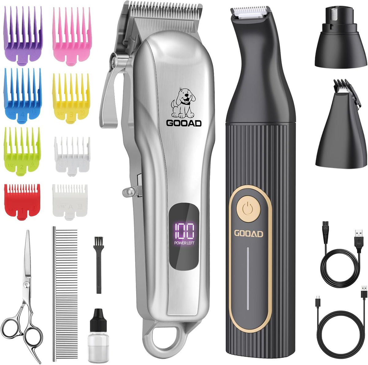 Kit de aseo para cortar perros con recortador de patas para cabello grueso