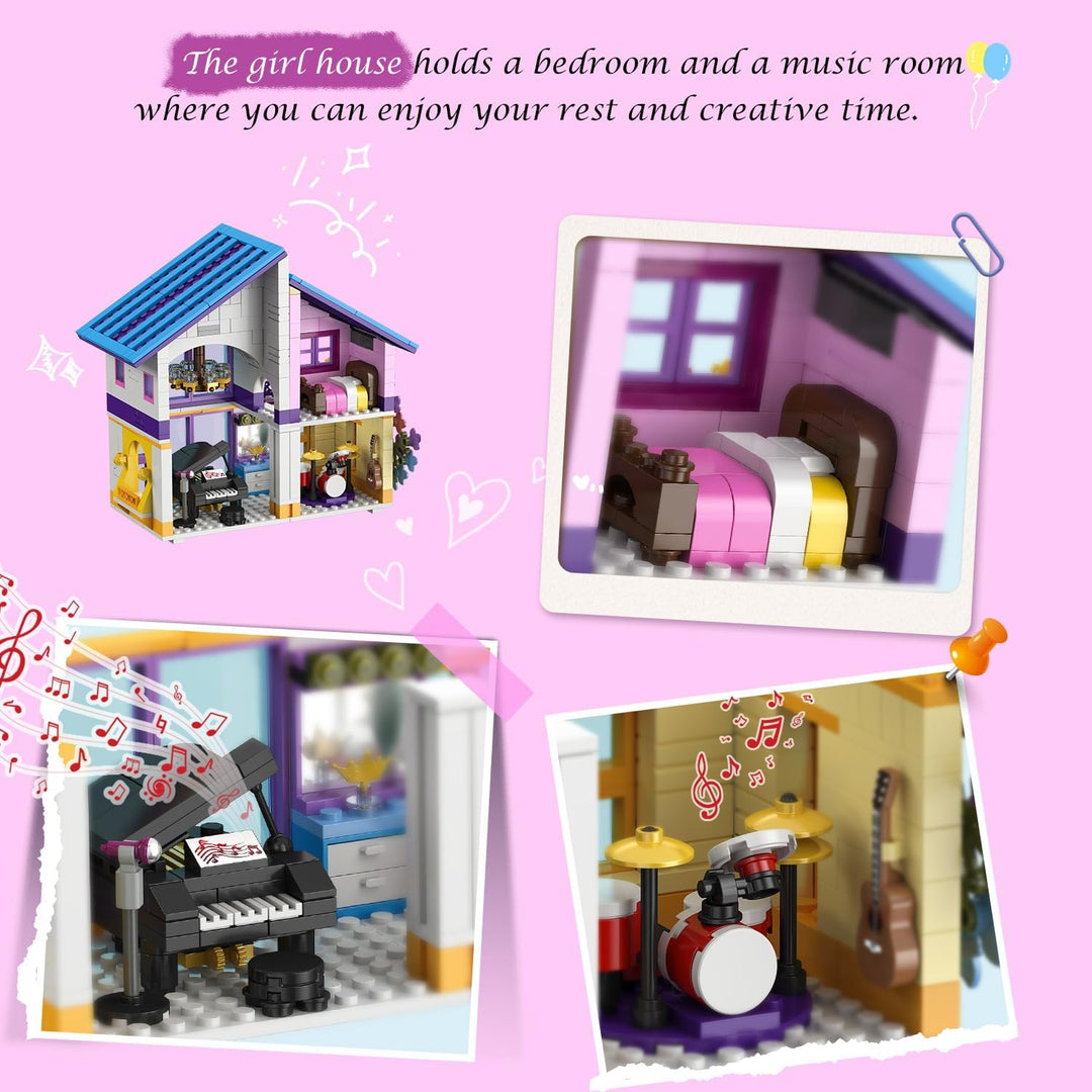 HOGOKIDS Juego de construcción de casa para niñas con luz