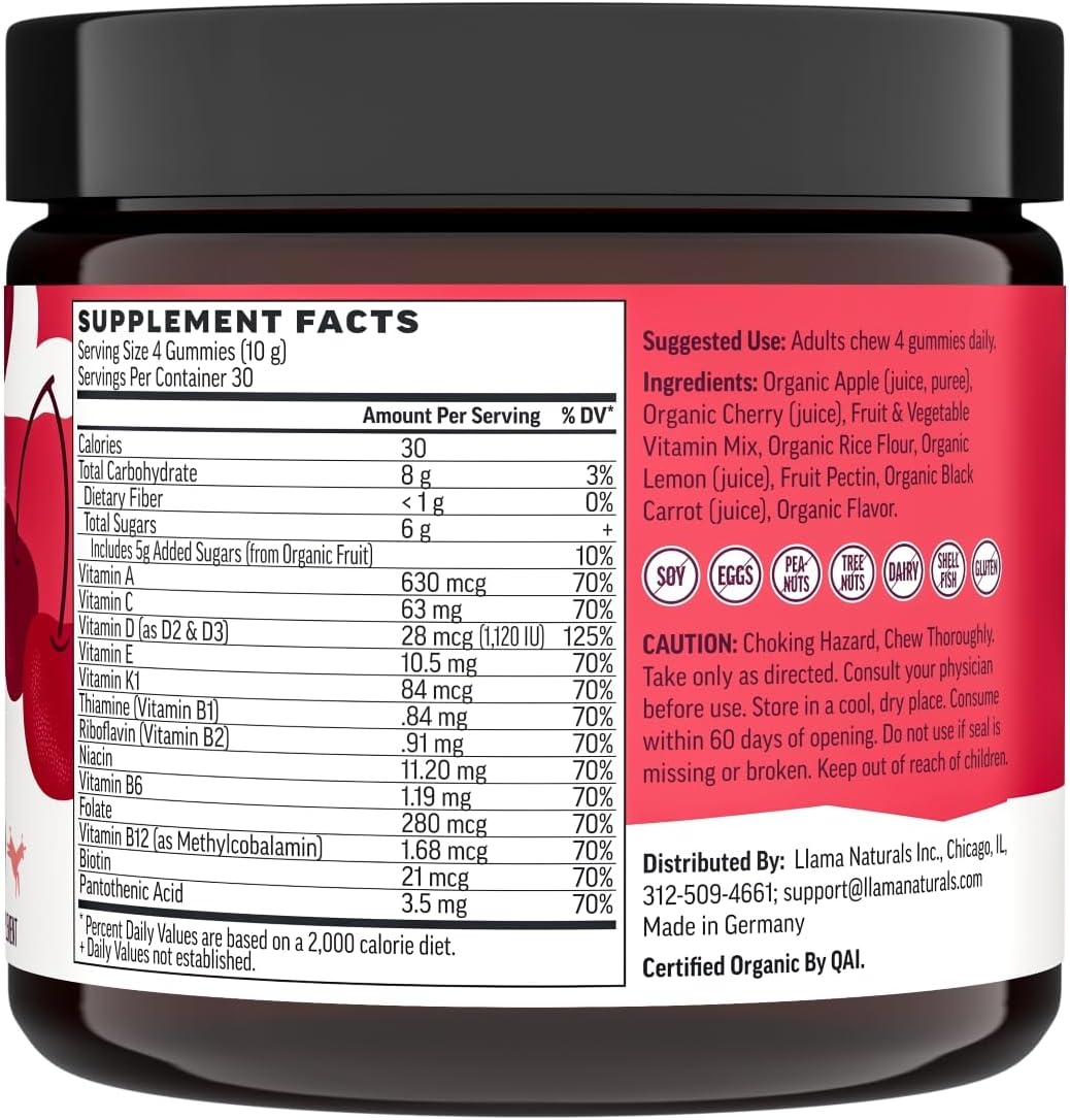 Llama Naturals Multivitamin para Mujeres y Hombres, Gomitas Veganas...